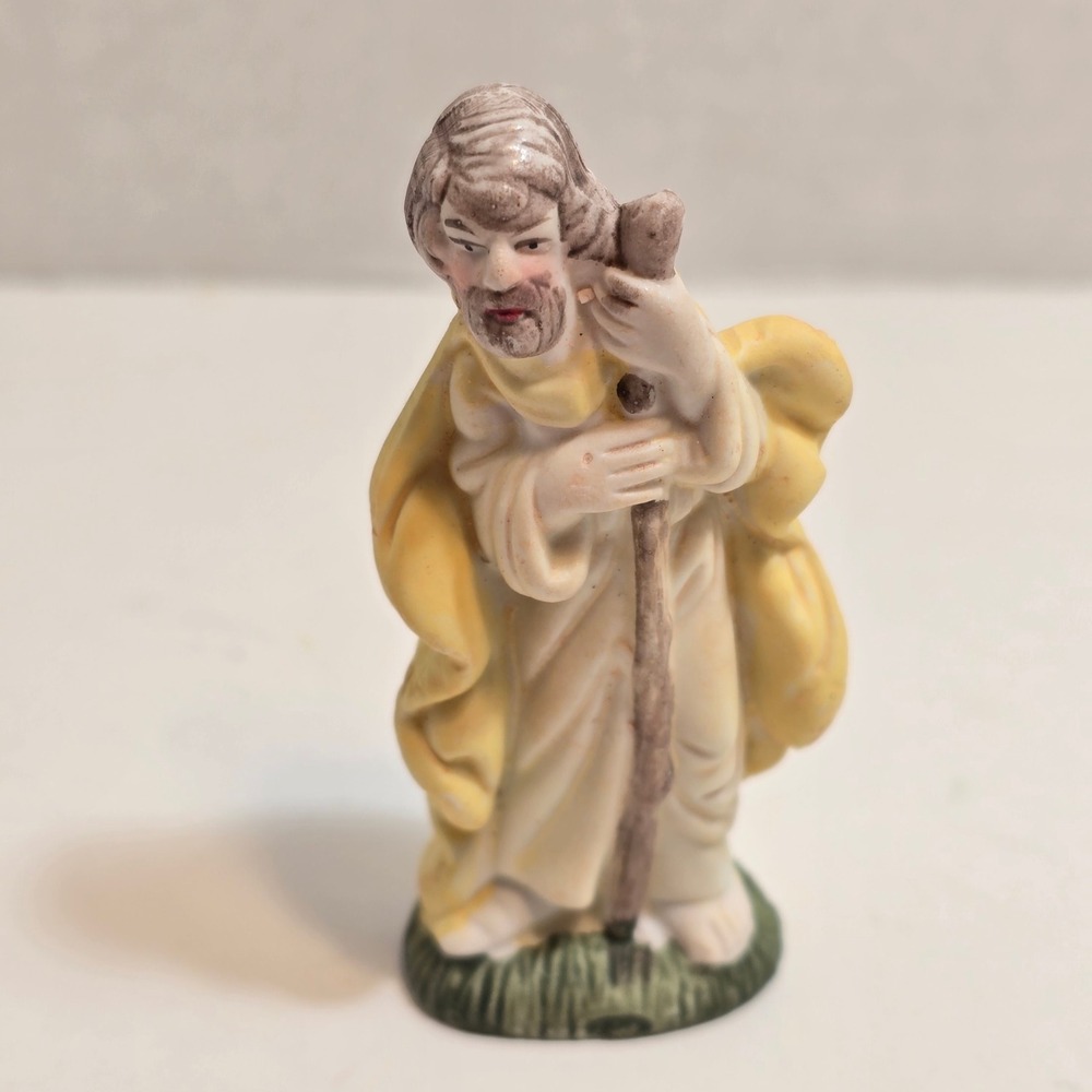 Nativity Joseph Shepherd Figurine Ceramic Vintage Christmas Decor 4 Inch - Picture 5 of 7